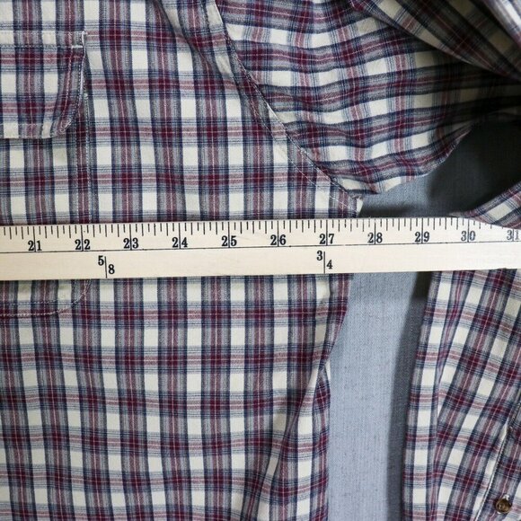 Eddie Bauer Plaid Shirt Mens 2XL Heavy Cotton Long Sleeve Button Up Burgundy - Picture 8 of 11